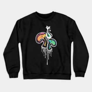 Trippy Mushroom Cat Crewneck Sweatshirt